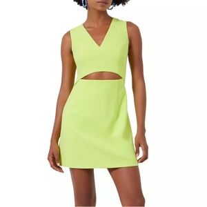 French Connection Mini Dress Womens Lime Green V Neck Cutout A Line Retro Size 4